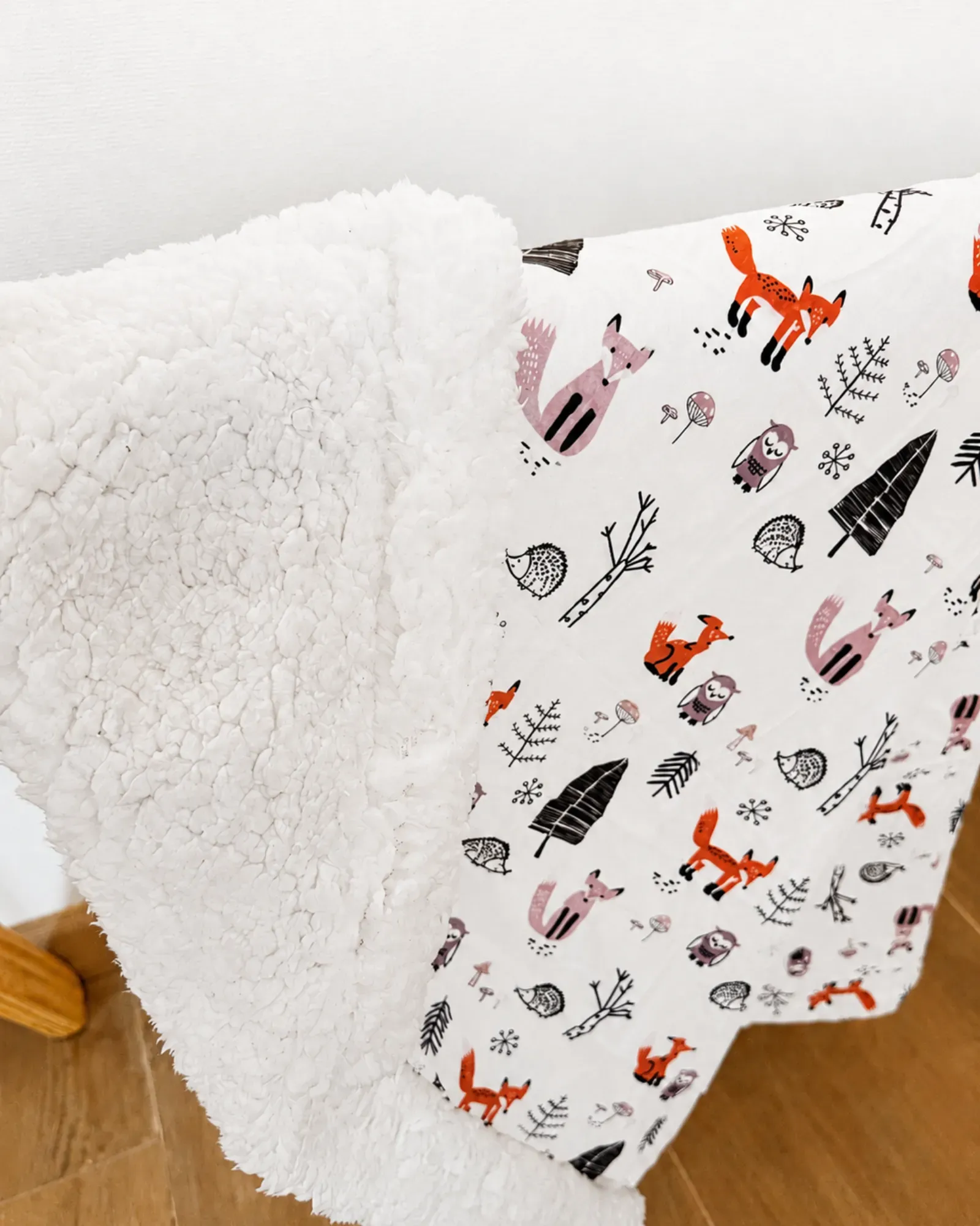 Manta infantil de corderito con diseño estampado bosque ✨ - Vista 1